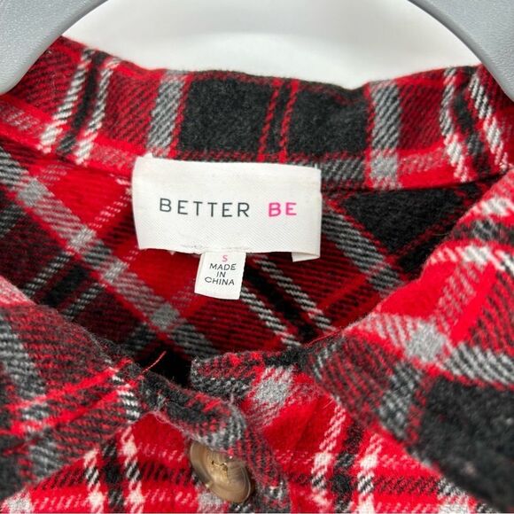 Women’s Better Be Red oversized Flannel Button Up Small - Picture 3 of 7